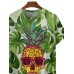 Men's Hawaiian Tropical Leaves Pineapple Skull Short Sleeve T-Shirt