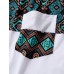 Mens Ethnic Geometric Print Stitching Crew Neck Short Sleeve T  Shirts