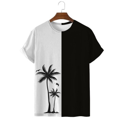 Men's Coconut Tree Black and White Short Sleeve T-Shirt