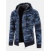 Mens Cotton Camo Printed Plush Lined Zipper Slant Pockets Jackets