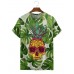 Men's Hawaiian Tropical Leaves Pineapple Skull Short Sleeve T-Shirt