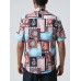 Mens Paisley Floral Color Block Print Ethnic Short Sleeve Shirts