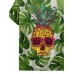 Men's Hawaiian Tropical Leaves Pineapple Skull Short Sleeve T-Shirt