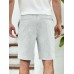 Men Plain Color Zip Button Mid Length Casual Pants with Side Pocket