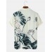 Mens Lotus Print Wash Painting Hem Cuff All Matched Shirts